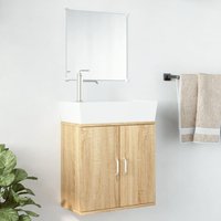 2 Piece Bathroom Furniture Set Oak Engineered Wood