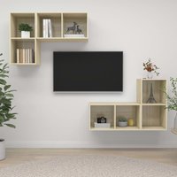Wall mounted TV Cabinets 4 pcs Sonoma Oak Engineered Wood