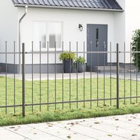 Berkfield Home Garden Fence Set of 2 Grey Powder-Coated Steel Durable