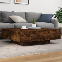 Berkfield Home Coffee Table with LED Lights Smoked Oak 100x100x31 cm in Brown | Size: 100 x 100 x 31 cm