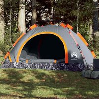 Berkfield Home Camping Tent 3-Person Grey & Orange Quick Release