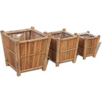 Berkfield Home 3 pcs Bamboo Raised Bed with Nylon Lining in Brown