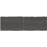 Berkfield Home Table Top Dark Grey 160x50x(2-6) cm Treated Solid Wood Live Edge in Brown