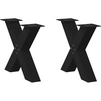 Berkfield Home Coffee Table Legs X-Shaped 2 pcs Black 60x(42-43) cm Steel