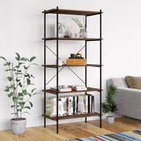 Berkfield Home 5-Tier Shelving Unit Black & Dark Wood 80x40x163 cm | Size: 80 x 40 x 163 cm