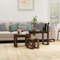 Berkfield Home Nesting Tables 3 pcs Smoked Oak Engineered Wood in Brown