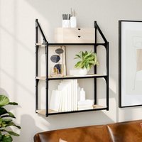 Berkfield Home 3-Tier Wall Shelf Sonoma Oak 60x21x78.5 cm Engineered Wood in Brown