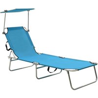 Berkfield Home Folding Sun Lounger with Canopy Blue Aluminium
