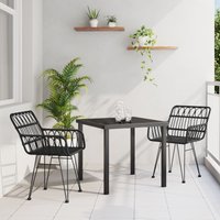 Berkfield Home 3 Piece Garden Dining Set Black Poly Rattan