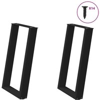 Berkfield Home vidXL Dining Table Legs U-Shaped 2 pcs Black 60x(72-73) cm Steel