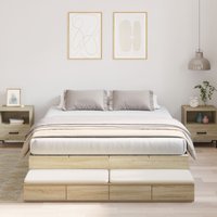 Storage Bed Frame Sonoma oak Engineered wood 160 x 200 cm