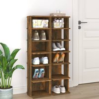 Berkfield Home Shoe Racks 2 pcs Smoked Oak 27.5x27x102 cm Engineered Wood in Brown