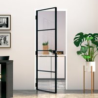 Interior Door 76x201.5 cm Tempered Glass&Aluminium