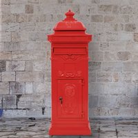 Berkfield Home Pillar Letterbox Aluminium Vintage Style Rustproof Red