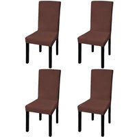 Berkfield Home Straight Stretchable Chair Cover 4 pcs Brown