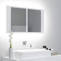 Berkfield Home LED Bathroom Mirror Cabinet White 80x12x45 cm | Size: 80 x 12 x 45 cm