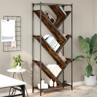 Berkfield Home Bookcase Smoked Oak 79x30x180 cm Engineered Wood & Metal in Brown | Size: 79 x 30 x 180 cm