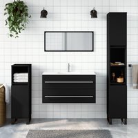 Berkfield Home Bathroom Cabinet with Mirror Black Engineered Wood