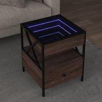 Berkfield Home Coffee Table with Infinity LED Brown Oak 40x40x51 cm | Size: 40 x 40 x 51 cm