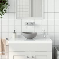 Berkfield Home Bathroom Sink Ceramic Light Grey Round