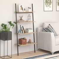 Berkfield Home 4-Tier Leaning Shelf Light Brown & Black 64x34x150.5 cm