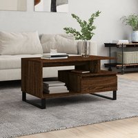 Berkfield Home Coffee Table Brown Oak 90x49x45 cm Engineered Wood | Size: 90 x 49 x 45 cm