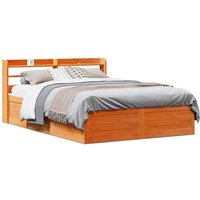 Berkfield Home Bed Frame with Headboard Wax Brown 150x200 cm King Size Solid Wood Pine