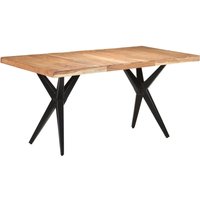 Berkfield Home Dining Table 160x80x76 cm Solid Acacia Wood in Black | Size: 160 x 80 x 76 cm