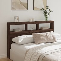 Berkfield Home Headboard Cabinet with LED Brown Oak 160x17x102 cm | Size: 160 x 17 x 102 cm