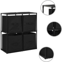 Berkfield Home Storage Cabinet with 4 Fabric Baskets Black 63x30x71 cm Steel | Size: 63 x 30 x 71 cm