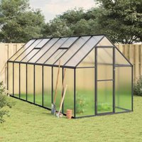 Berkfield Home Greenhouse with Base Frame Anthracite 445x169x195 cm Aluminium | Size: 445 x 169 x 195 cm