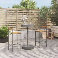 Berkfield Home 3 Piece Garden Bar Set Grey Poly Rattan&Solid Wood Acacia