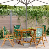 Berkfield Home Reclining Garden Chairs 4 pcs Green Fabric & Solid Wood