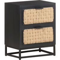 Berkfield Home Bedside Cabinet 40x30x50 cm Solid Mango Wood in Black | Size: 40 x 30 x 50 cm