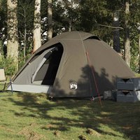 Berkfield Home Camping Tent Dome 3-Person Brown Waterproof