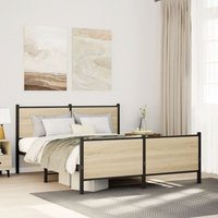 Berkfield Home Metal Bed Frame without Mattress Sonoma Oak 140x190 cm in Brown