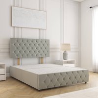 Mulberry Plush Velvet Divan Bed 24"Headboard & No Mattress No Drawers Double