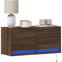 TV Wall Cabinet LED Lights Oak 80x31x35 cm x 31 x 35 cm