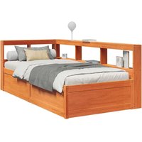 Bookcase Bed without Mattress Wax 90x190cm Solid Wood Pine 90x190 cm