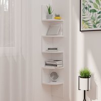 Berkfield Home Wall Corner Shelf White 19x19x123 cm Engineered Wood | Size: 19 x 19 x 123 cm