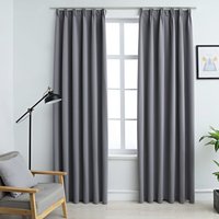 Berkfield Home Blackout Curtains with Hooks 2 pcs Grey 140x175 cm
