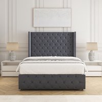 Ruby Divan Bed Set Plush Velvet 54" Headboard & Mattress No Drawers Super King