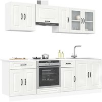 Berkfield Home 8 Piece Kitchen Cabinet Set Kalmar High Gloss White Engineered Wood