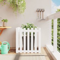 Berkfield Home Garden Planter with Fence Design White 70x70x70 cm Solid Wood Pine | Size: 70 x 70 x 70 cm