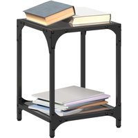 Berkfield Home Coffee Tables with Black Glass Top 2 pcs 30x30x40 cm Steel | Size: 30 x 30 x 40 cm