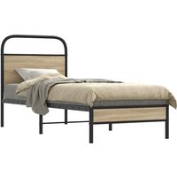 Berkfield Home Bed Frame Without Mattress 75x190 cm Smoked Oak Engineered Wood in Brown