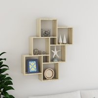 Berkfield Home Wall Cube Shelf Sonoma Oak 78x15x93 cm Engineered Wood in Brown | Size: 78 x 15 x 93 cm