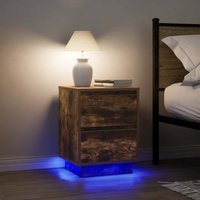 Bedside Cabinets LED Lights 2 pcs Smoked Oak 38x34x50 cm x 34 x 50 cm