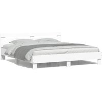 Berkfield Home Bed Frame with LED without Mattress White 160x200 cm