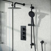 Nes Home 2-Way Matte Black Overhead Rainfall Shower & Handset Complete